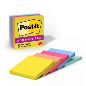 Post-it Notes Super Sticky 7100269497 3 in. x 3 in. Summer Joy Collection Colors - Picture 1 of 11