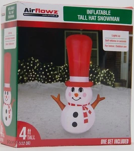 Airflowz Christmas Holiday 4 ft Light Up Tall Hat Snowman Airblown Inflatable - Picture 1 of 2