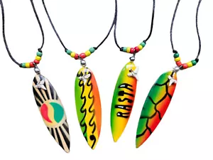 Colgante de surfista collar tabla de surf cadena de madera reggae rasta diferentes variedades - Imagen 1 de 9
