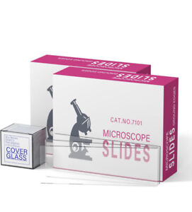 Square Edge Microscope Slides Kit, 100Pcs Pre-Cleaned Blank Frosted Microscope