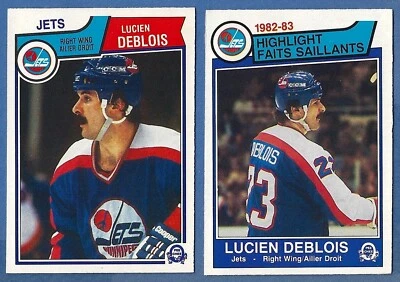 2 Lucien DeBlois 1983 O-Pee-Chee Jets Hockey Cards #378 Highlight & #383 Base - Image 1 of 2