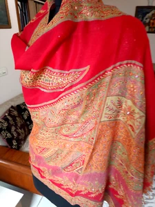 MODA PARA MUJER CAHMER~CHAL BORDADO~ JAMAVAR PASHMINA CON CUENTAS: 16 DISEÑOS - Imagen 1 de 5