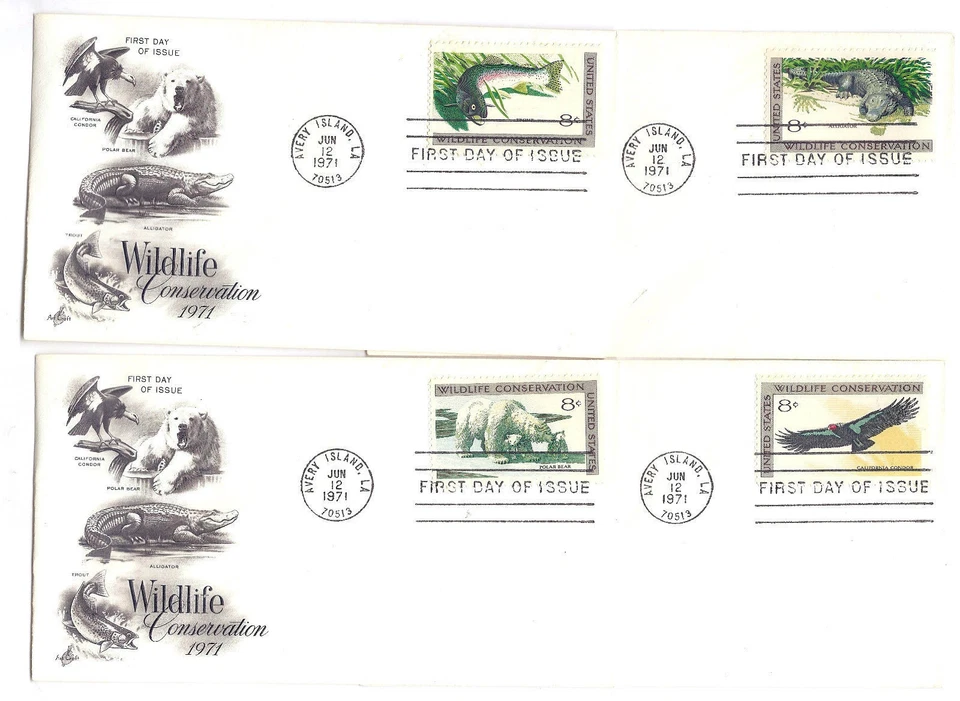 1427-30 Wildlife Conservation, ArtCraft set of 4 single, FDCs - Image 1 of 1