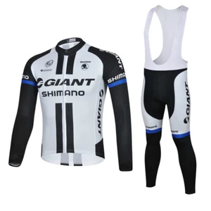 Mens Team Thermal Fleece cycling long sleeve jersey Bib pants set Cycling pants - Picture 1 of 7