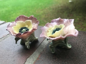 2 Porzellanblüten Porzellanbumen antik handbemalt edle Tischdeco art deco - Bild 1 von 7