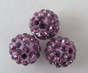 3PCS Lilac Polymer Clay Crystal Shamballa Beads 1Omm Shamballa Bead Zardenia B8