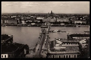 Budapest Danube River Chain Bridge With St. Stephens Church Hungary RP Postcard - Picture 1 of 2