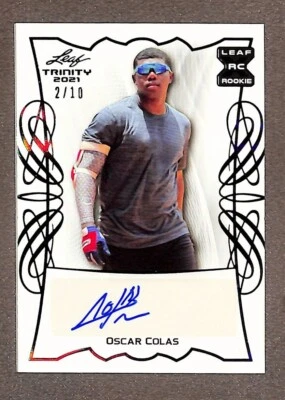 2021 Leaf Trinity Autograph Auto Platinum #BA-OC2 Oscar Colas Black /10 - Image 1 of 3