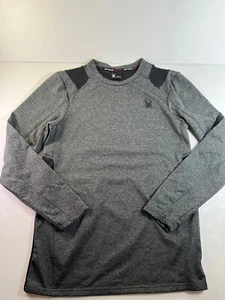 Spyder Shirt Mens MED Gray/Black Training ProW Crew Neck Gym Stretch Reflect EUC - Picture 1 of 10