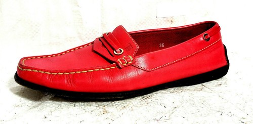 TOD’S TOD'S Wmn Scarpe US 6 EU 36M Rosa Fucsia Tinta Unita Tacchi Piatti Pelle Slip On Italia