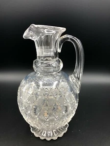 American Brilliant Period Crystal Cruet Oil Vinegar, Missing Stopper, 7 1/4" T - Picture 1 of 6