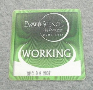 2007 The Open Door concert tour EVANESCENCE BACKSTAGE PASS working crew cloth - Picture 1 of 2