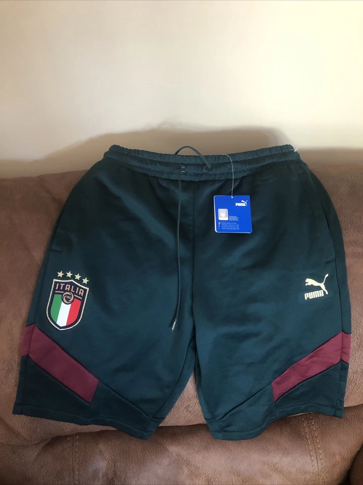 ITALIA Italy FIGC PUMA Shorts Iconics MCS Green Cotton Euro 2020 756663 02 Sz S