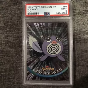 #60 Poliwag Foil Topps TV Animación Serie 1 Logotipo Negro Tarjeta de Pokémon PSA 9 COMO NUEVA - Imagen 1 de 3