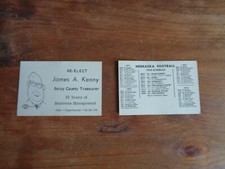 1970 NEBRASKA U FOORBALL SCHEDULE; ON POLITICAL CAMPAIGN CARD