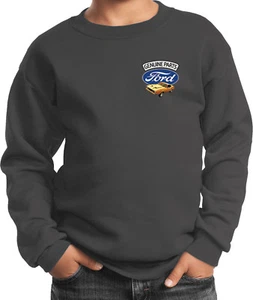 Kids Ford Mustang Sweatshirt Genuine Parts Pocket Print - Picture 1 of 20
