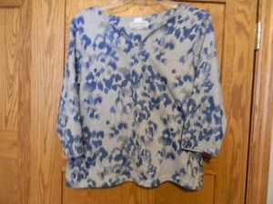 Alfred Dunner 3/4 Sleeve Pullover top - Size PM. - blues/Grays - Picture 1 of 3