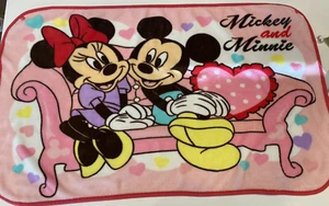 Vtg Mickey Mouse Blanket Minnie Pink Valentines Day Lovey Snaps Hearts Love Baby - Picture 1 of 6
