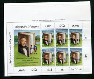 VATICANO 2023 foglietto 6 valori - ALESSANDRO MANZONI nuovo non linguellato - Foto 1 di 1