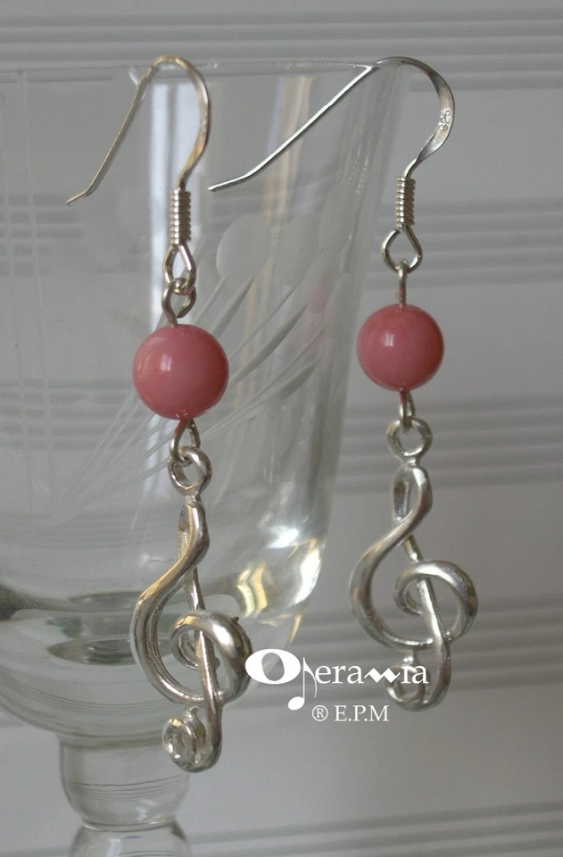 orecchini argento 925 chiavi di violino e pasta di cor/sterling silver earrings - Immagine 1 di 1