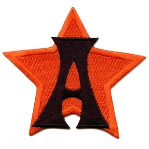 Orange Star With Letter A Embroidered Iron On Patch - Picture 1 of 2