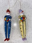 Christmas Ornaments Clowns Wooden Moving Parts  By Midwest Super Cute