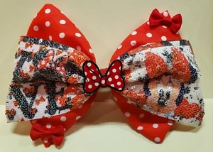 CUTE!!! Big 6" Minnie Mouse baby girl handmade Boutique Hair Bow - Picture 1 of 2