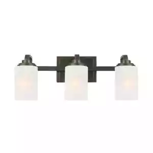 HAMPTON BAY 21 in. Oil-Rubbed Bronze Vanity Light, Frosted Pattern Glass Shades - Picture 1 of 8