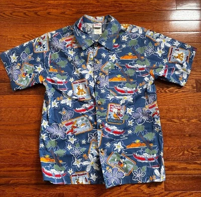Camisa Disney Hawaiana Abotonada Para Hombres Pequeña Gráfica Estampado Completo Beach Resort Foto 1 de 4