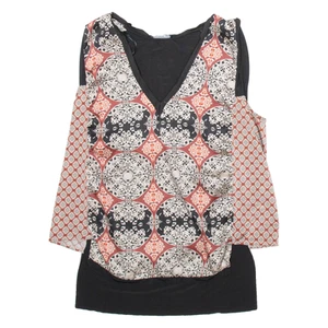 ZARA Womens Printed Vest Black V-Neck Sleeveless Silk Crazy Pattern M - Picture 1 of 6