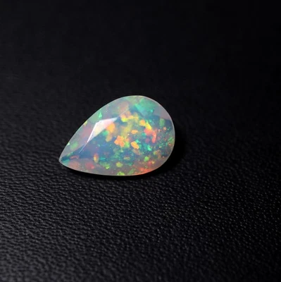 1.2 Cts 11.2x7.4 MM Real AAA Flashy Green Red Fire Ethiopian Opal Faceted Pear - Image 1 of 4