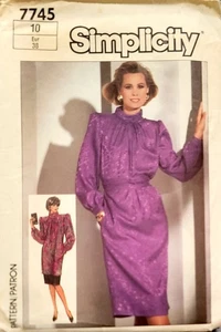 7745 Simplicity Vtg Sewing Pattern Misses Dress Sz 10 Cut Complete  - Picture 1 of 2