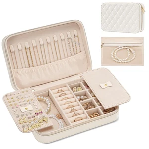 Estuche de Joyería de Viaje para Mujer, Caja Organizadora de Joyería de Viaje con Espejo y Claro... - Imagen 1 de 8