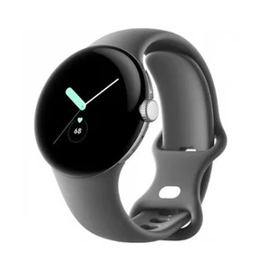 Google Pixel Watch 41mm Polished Silver Stainless Steel Case with Charcoal Band - Zdjęcie 1 z 3