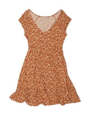 BUFFALO Womens A-Line Dress UK 12 Medium Brown Floral AB06 - Image 1 of 3