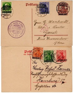 Saar Germania entero P2I y P5II tarjeta de respuesta necesidad portográfica mezcladora - Imagen 1 de 3