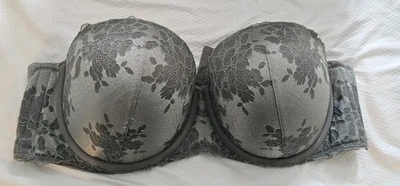 Sujetador push up sin tirantes gris tórrido de encaje para mujer 44DDD Foto 1 de 4