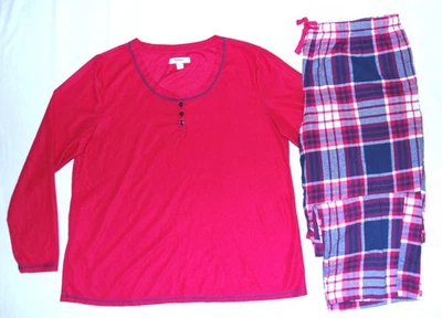 NEW SONOMA raspberry MULTI COLOR TOP & PANTS  PAJAMA SET XL - Image 1 of 4