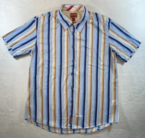 Tommy Hilfiger Shirt Mens L SS Red Label Denim Pearl Snaps Western Stripe VTG - Picture 1 of 21
