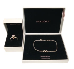 Pandora Sterling Silver 925 ALE Ring & Infinity Bracelet Set in Gift Boxes - Picture 1 of 17