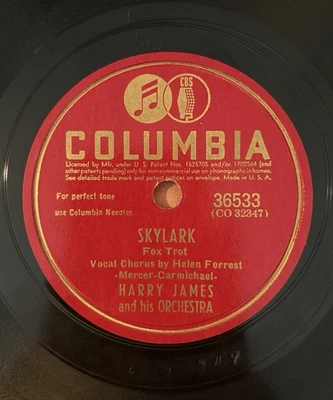 Columbia 36533 - 78rpm Record - Harry James (Skylark / The Clipper) - Image 1 of 4