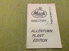 MACK TRUCKS DIRECTORY ALLENTOWN PLANT EDITION VINTAGE 1966 HARD TO FIND 33 pages