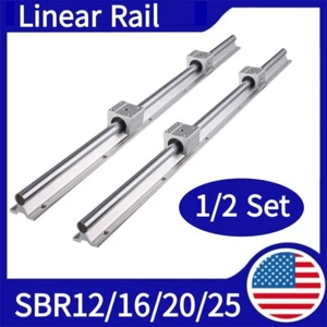 SBR12/16/20/25 Linear Guide Rail L200~4500mm+SBR12/16/20/25UU Bearing Blocks CNC - Picture 1 of 16
