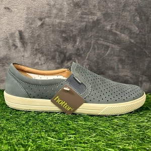 Hotter Daisy Shoes Blue Leather Sneakers Slip On Casual Comfort Womens size 9 - Picture 1 of 12