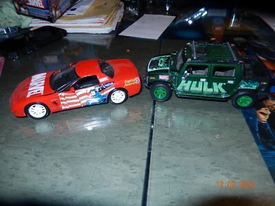 Marvel Capitán América Corvette y Hulk Hummer H2 Die Cast 2 coches lote 1:24 Foto 1 de 4