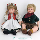 Danbury Mint Hansel & Gretel Porcelain Fairy Tale 18" Dolls by Susan Wakeen Coa