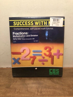 1983 Atari 48K Grade 5-8 Fractions Success with Math CBS Software New and Sealed - Image 1 of 4