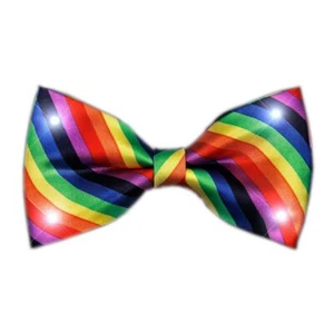Rainbow Stripes Bow Tie with White LED Lights - Picture 1 of 1