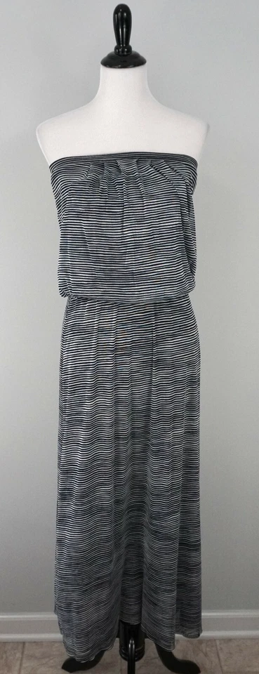 Maxi Vestido CYNTHIA ROWLEY Negro Blanco Largo Sin Tirantes Talla Pequeña Usado en Excelente Condición Foto 1 de 4