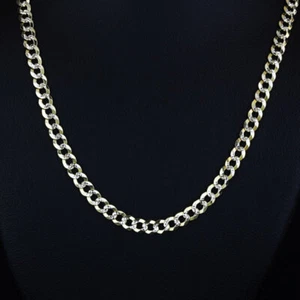 10k Two-Tone Yellow & White Gold 20" Diamond-Cut Curb Link Chain - Picture 1 of 5